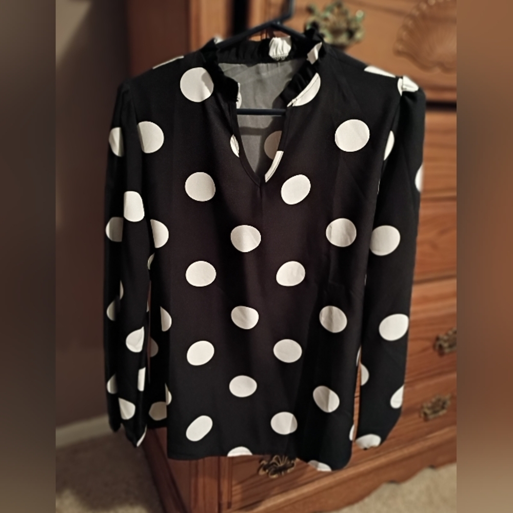 Black and White Polka Dot Women's Top